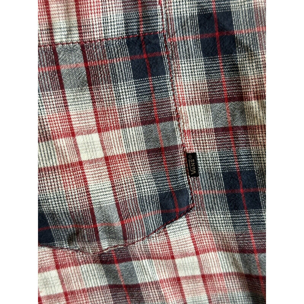 Vans Shirt Mens Size Small Red Black Plaid Off the Wall Button-Up Top Skater Y2K - Picture 8 of 9